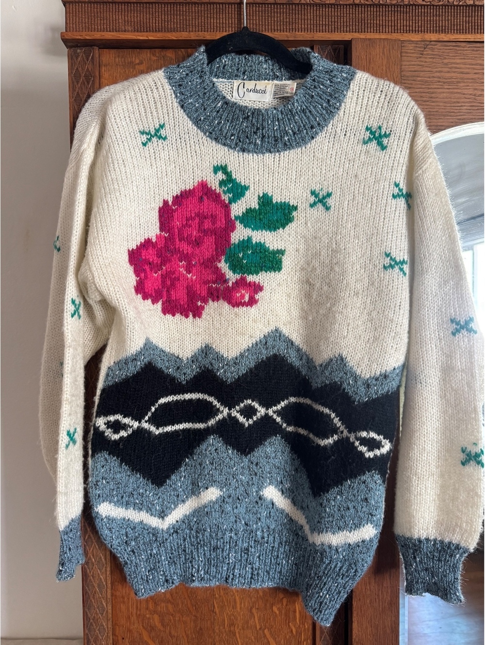 Carducci cottagecore grandmacore cottage floral knit sweater